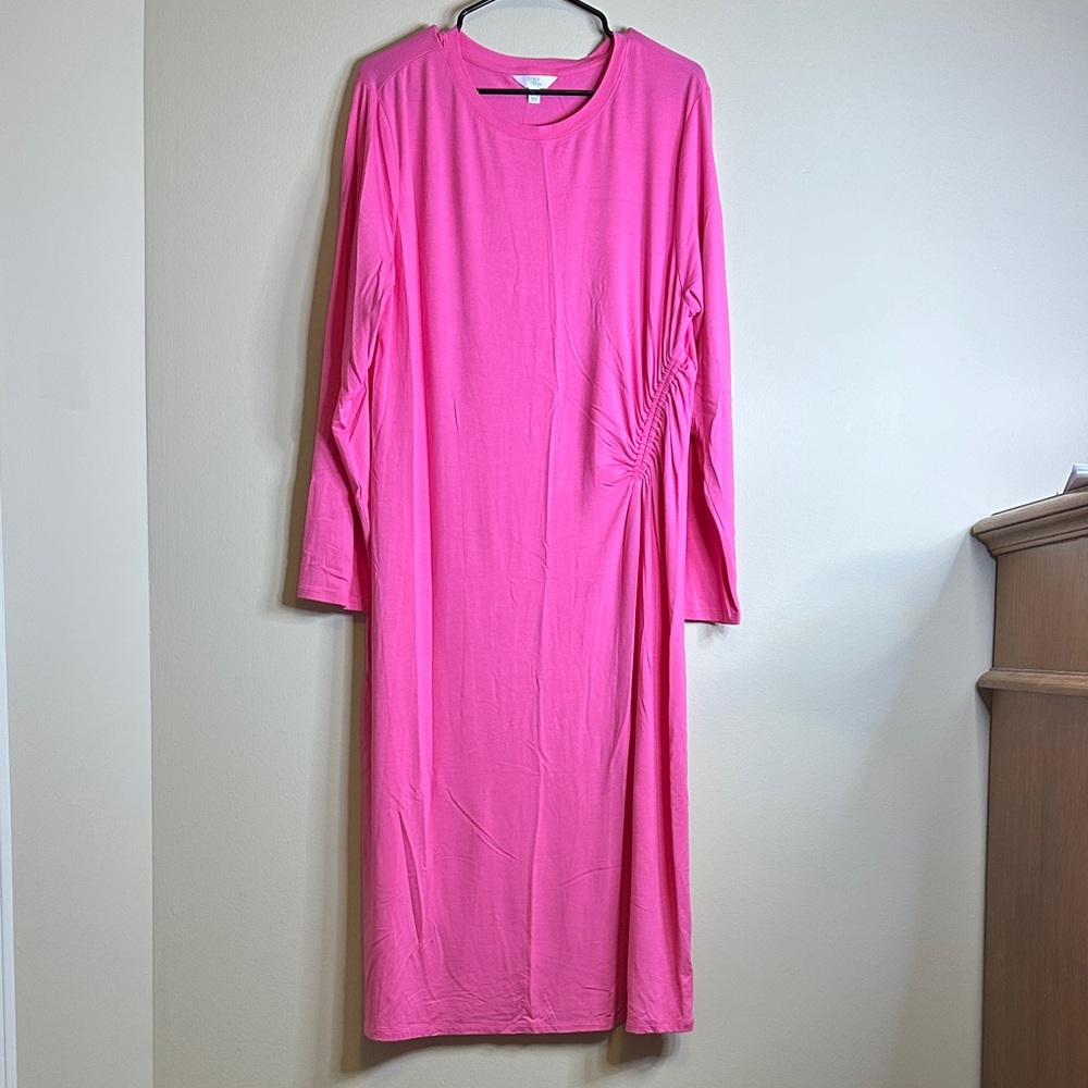 Time and Tru Vibrant Pink Long Sleeve Dress